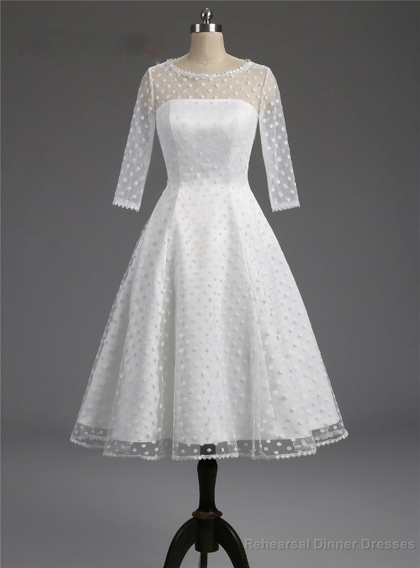 Short Half Sleeve Knee Length Little White Dresses Main image