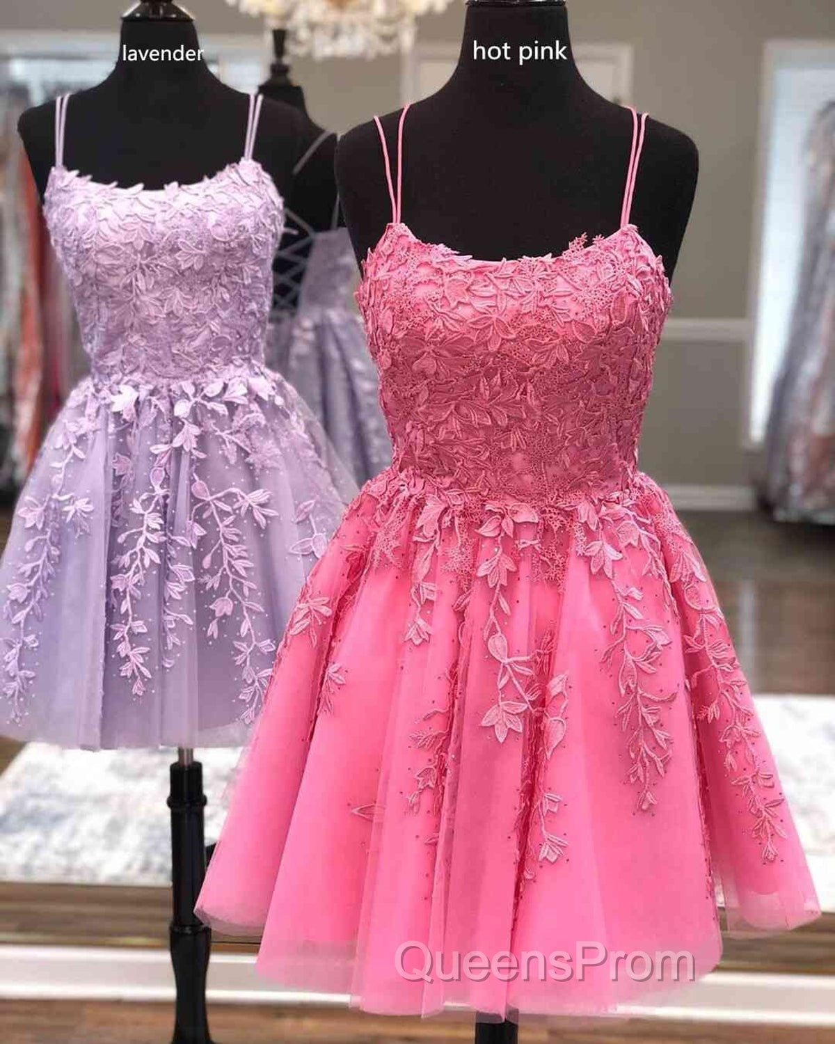 Short Light Lace Evening Prom Dress, Short Lace Graduation Homecoming Dress Secondary image