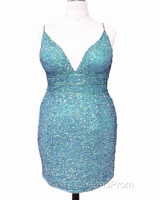 Short Light Purple Plus Size Sequin Bodycon Dress Secondary image