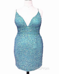 Short Light Purple Plus Size Sequin Bodycon Dress