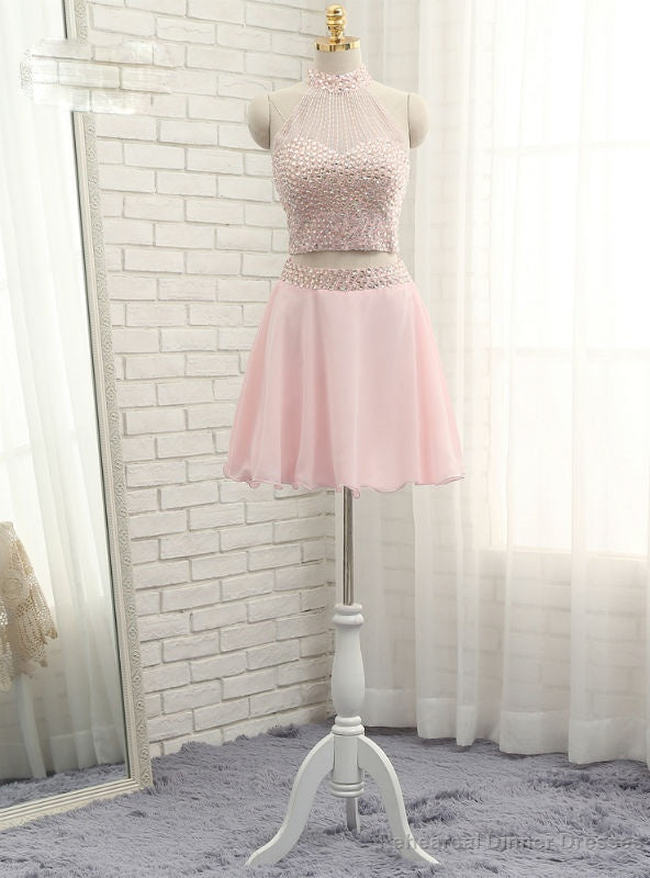 Short Mini Organza Beaded Crystals Two Pieces Cocktail Dresses Main image