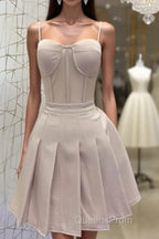Short Nude Satin Corset Dress