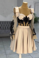 Short Nude Satin Lace Embroidery Corset Dress