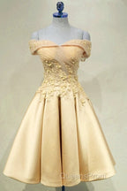 Short Off Shoulder Evening Prom Homecoming Dress Lace Embroidery