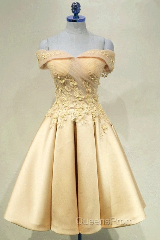 Short Off Shoulder Evening Prom Homecoming Dress Lace Embroidery