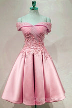 Short Off Shoulder Evening Prom Homecoming Dress Lace Embroidery