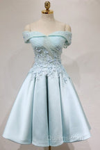 Short Off Shoulder Evening Prom Homecoming Dress Lace Embroidery