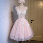 Short pink lace tight cute charming freshman homecoming Classy Prom gowns Dress