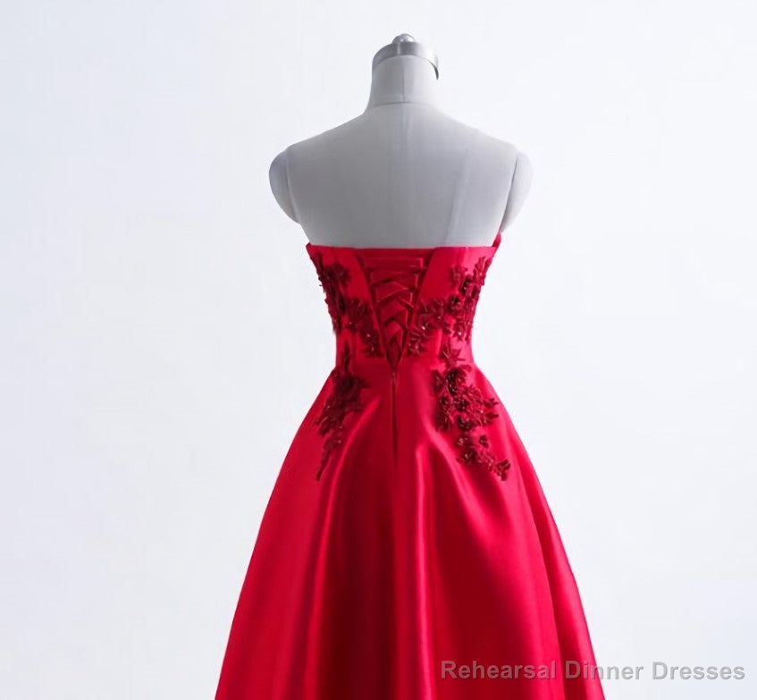 Short Prom Dresses Strapless Satin 3D Flower Floral Flowers Main image