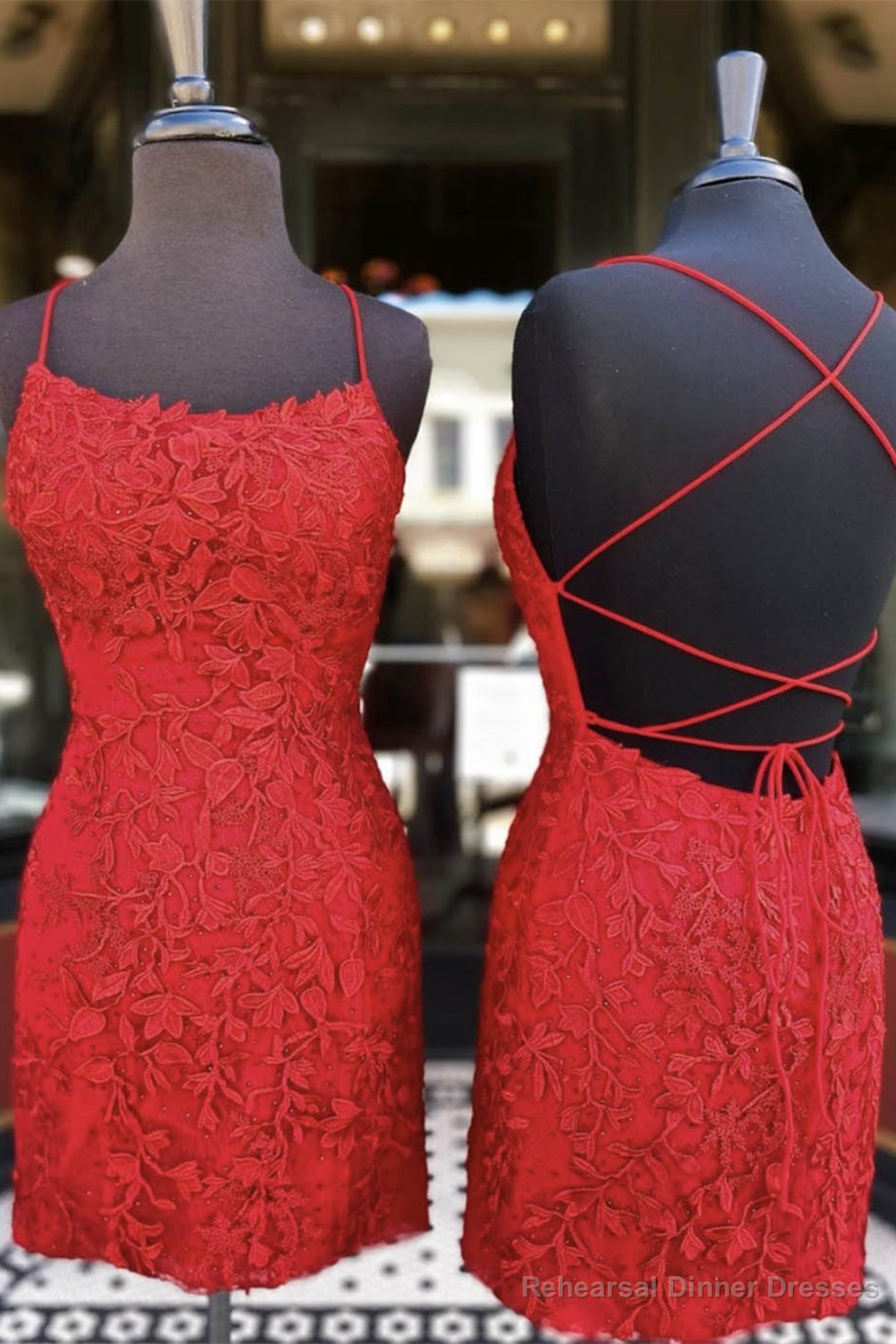 Short Red Lace Prom Homecoming Dress,gala dresses short,mini prom dresses Main image