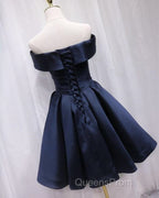 Short Satin Off Shoulder Homecoming Dress For Evening Prom