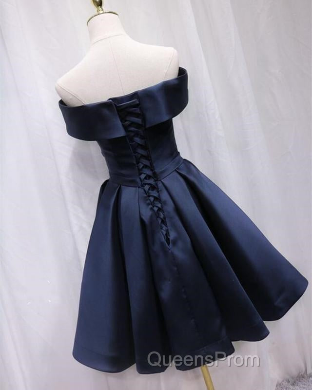 Short Satin Off Shoulder Homecoming Dress For Evening Prom