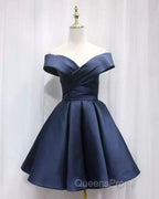 Short Satin Off Shoulder Homecoming Dress For Evening Prom