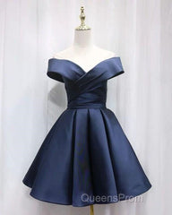 Short Satin Off Shoulder Homecoming Dress For Evening Prom