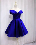 Short Satin Off Shoulder Homecoming Dress For Evening Prom