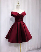 Short Satin Off Shoulder Homecoming Dress For Evening Prom