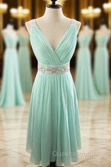 Short Seafoam Blue Evening Prom Dress/Homecoming Dress/Bridesmaid Dress/Wedding Party Dress/Mini Dress