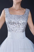 Short Sequin Tulle Lace-up Knee-length Homecoming Dresses