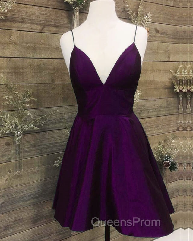 Short Silve Green Satin V-Neck Dress