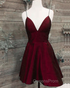 Short Silve Green Satin V-Neck Dress