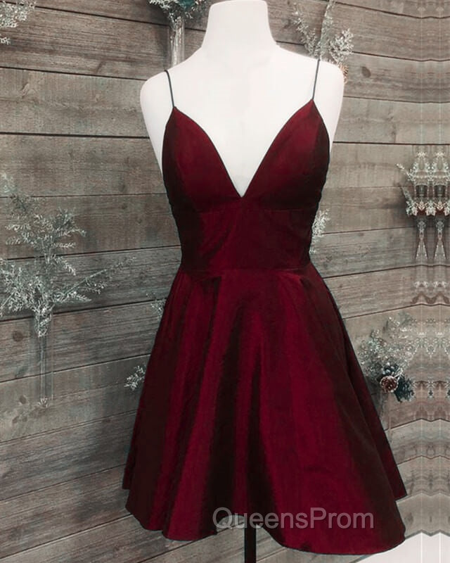Short Silve Green Satin V-Neck Dress
