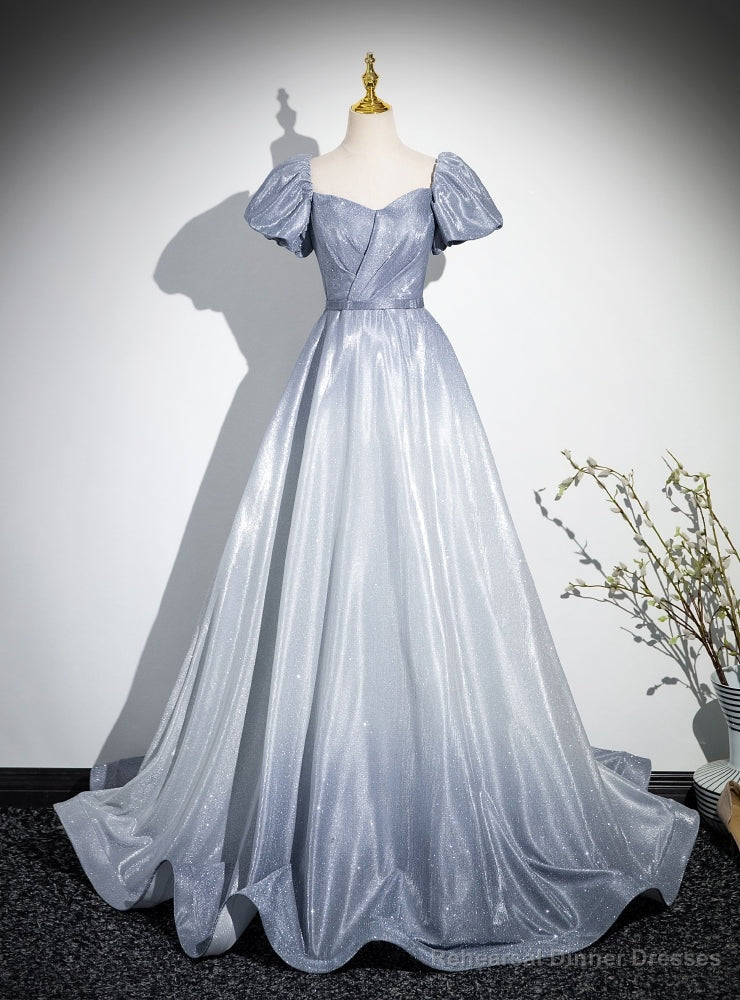 Short Sleeve Square Neck Pleats Prom Dress Main image