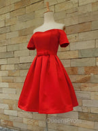 Short Sleeves Short Evening Prom Dress, Short Sleeves Short Formal Homecoming Graduation Dress