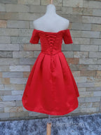 Short Sleeves Short Evening Prom Dress, Short Sleeves Short Formal Homecoming Graduation Dress