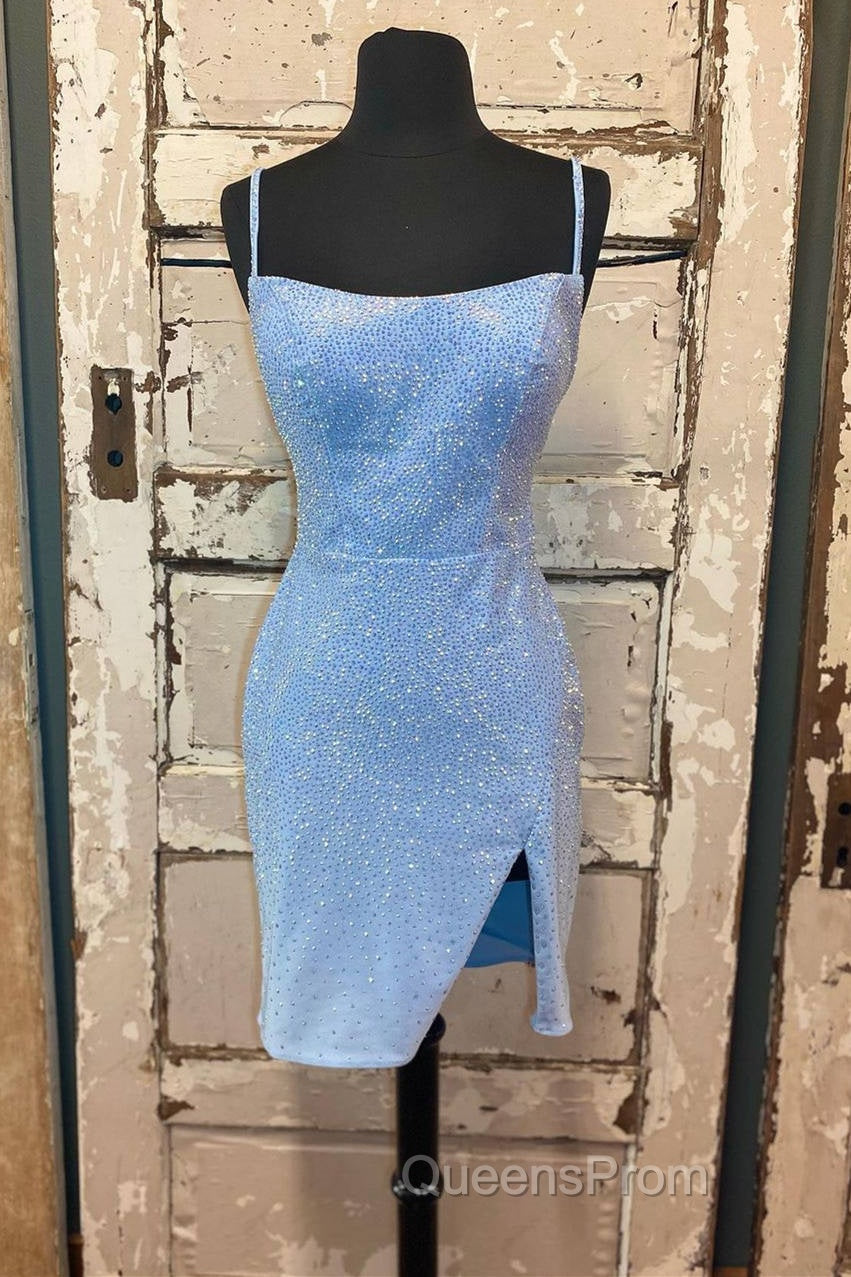 Short Tight Yellow Homecoming Dress,Crystal Beaded Semi Formal Dress