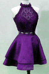 Short Two Piece Evening Prom Dress Halter