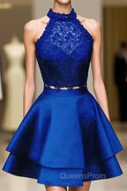 Short Two Piece Evening Prom Dress Halter