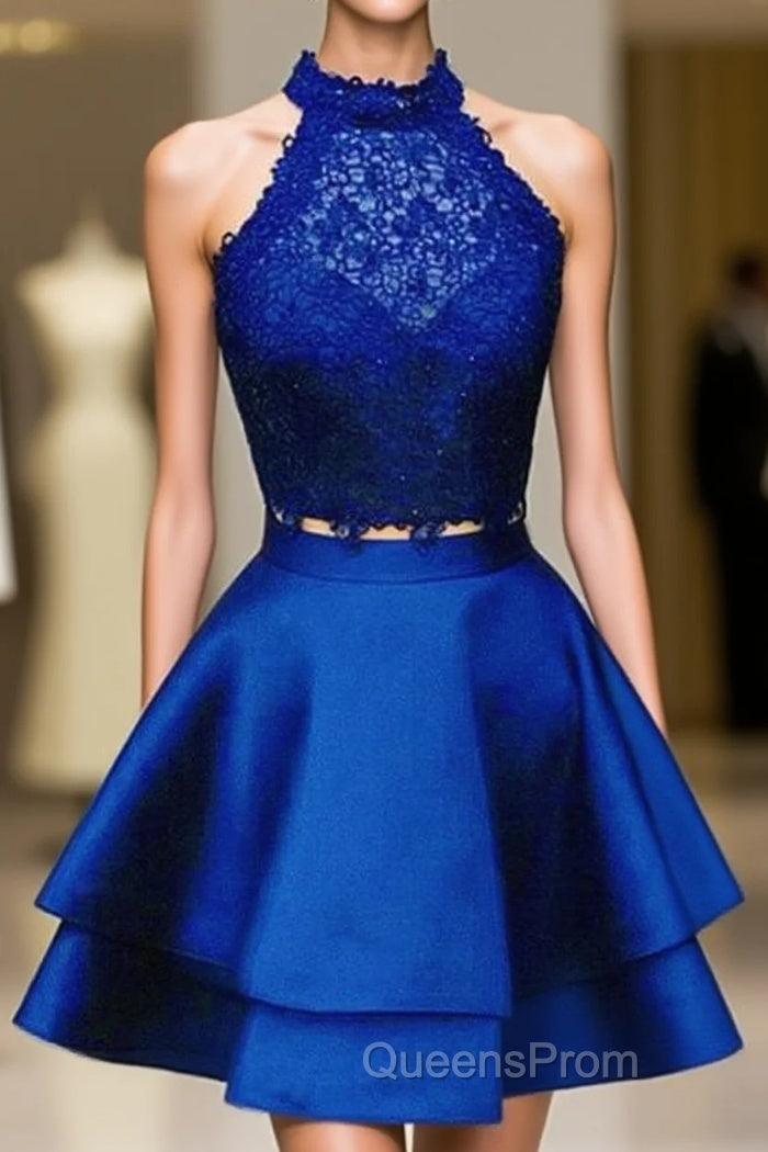 Short Two Piece Evening Prom Dress Halter
