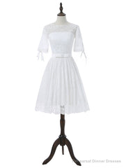 Short Wedding Dresses A-line Half Sleeves Short Lace Beach