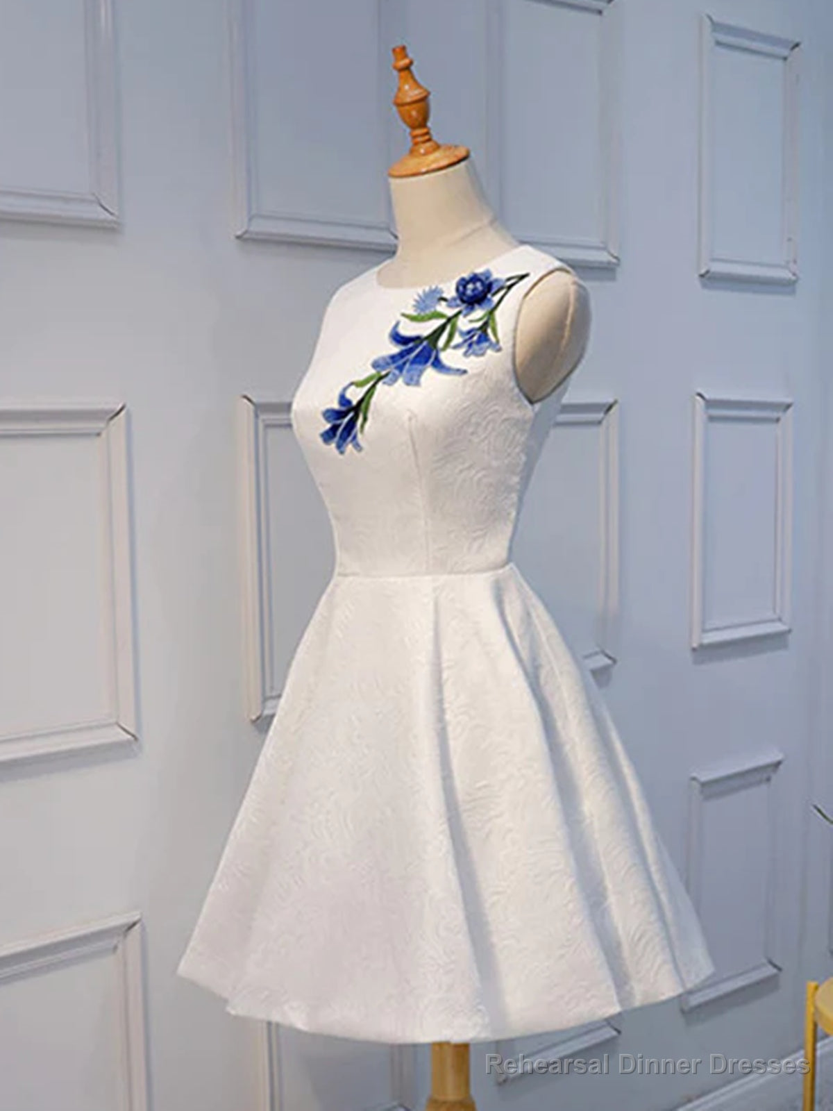 Short White Lace Floral Prom Dresses, Short White Lace Floral Formal Homecoming Dresses Secondary image