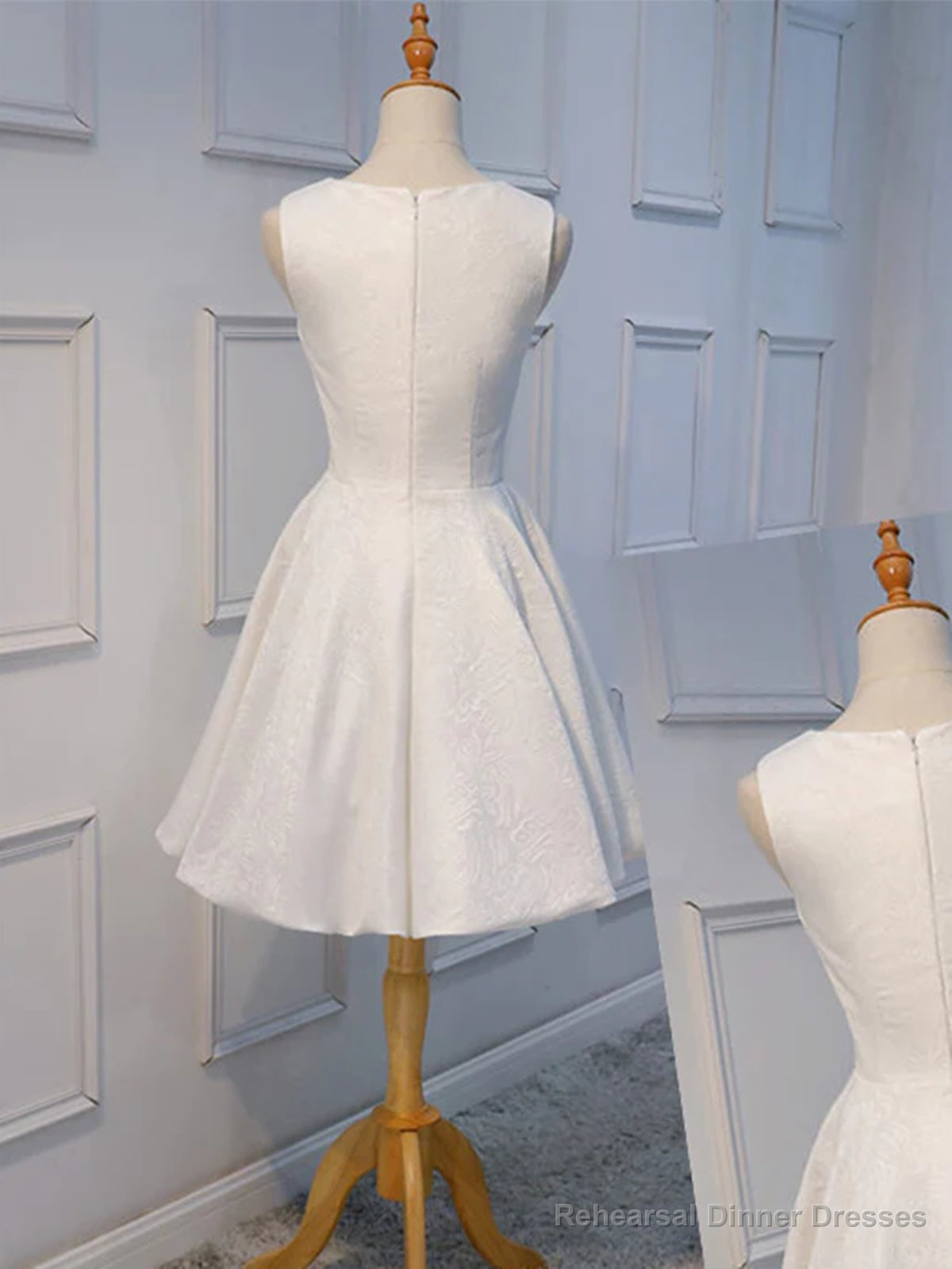 Short White Lace Floral Prom Dresses, Short White Lace Floral Formal Homecoming Dresses Main image
