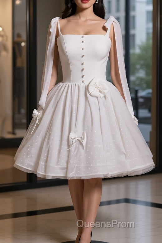 Short White Evening Prom Dress, Short White Formal Homecoming Dress Main image