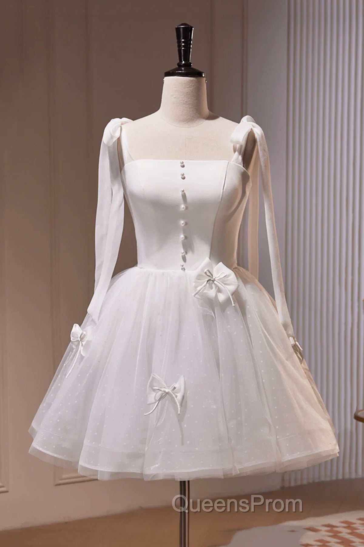 Short White Evening Prom Dress, Short White Formal Homecoming Dress Secondary image