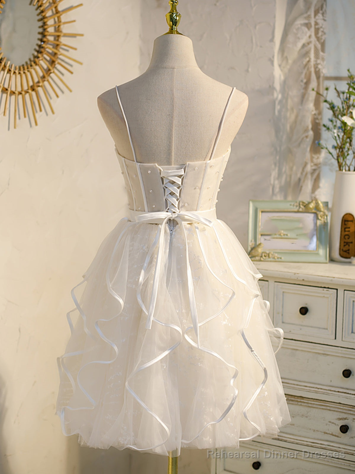 Short White Prom Dresses, Short White Lace Formal Homecoming Dresses Secondary image
