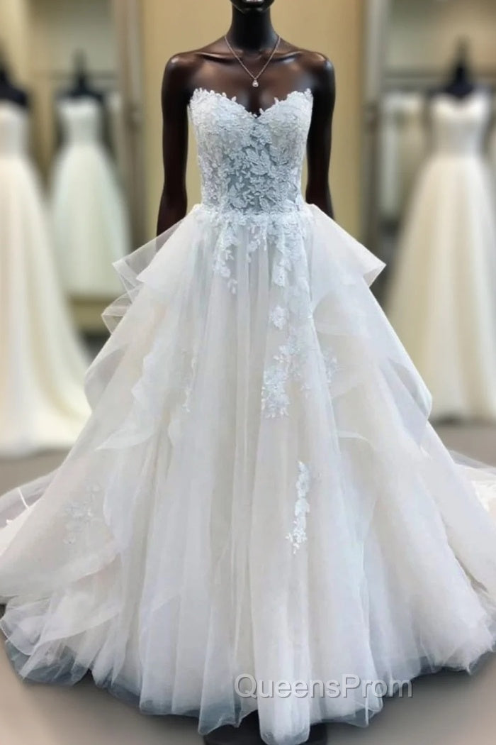 ShowprettyDress Long A-Line Strapless Lace Tulle Wedding Dress Main image