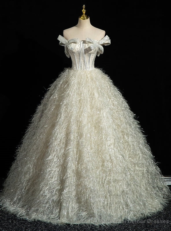 Silver Ball Gown Off the Shoulder Quinceanera Dress Main image