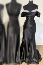 Silver Cold Sleeves Beaded Ruched Mermaid Evening Prom Dress