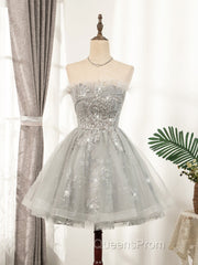 Silver Hoco Dress Short Homecoming Dress