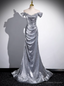 Silver Mermaid Sequins Pleats Beading Prom Dress