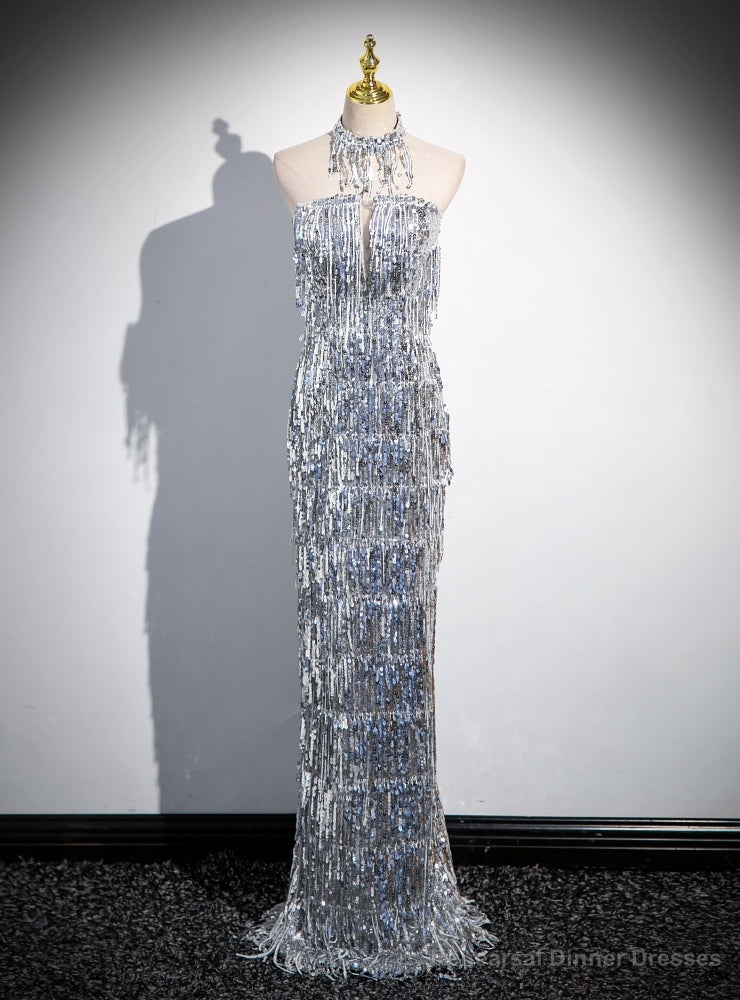 Silver Mermaid Sequins Strapless Prom Dress Main image
