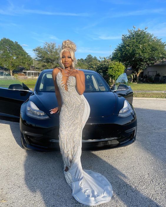 Silver Mermaid Women Classy Evening Party Classy Prom Gowns