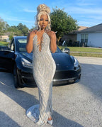 Silver Mermaid Women Classy Evening Party Classy Prom Gowns