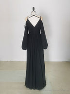 Simple A line  Black Long Prom Dress, Black Evening Graduation Dresses