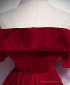 Simple A line Burgundy Long Prom Dress, Burgundy Wedding Party Dress
