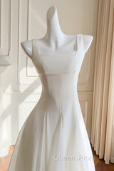 Simple A-Line Chiffon Short Ivory Evening Prom Dress, Simple Ivory Bridesmaid Dress
