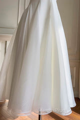 Simple A-Line Chiffon Short Ivory Evening Prom Dress, Simple Ivory Bridesmaid Dress